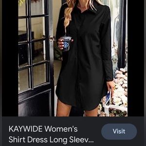 KAYWIDE Women's Shirt Dress Long Sleeve V Neck Button Down Tunic Mini Dress